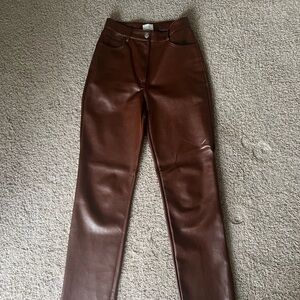 Brown Leather Melina Aritzia Pants